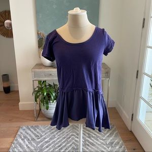 9-H15 StCL Anthropologie Women’s Purple Babydoll Top 100% Cotton Cottagecore
